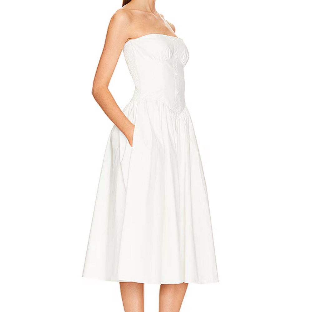 Amanda Uprichard | 
Holland Cotton Bandeau Midi-Dress | L | NWT